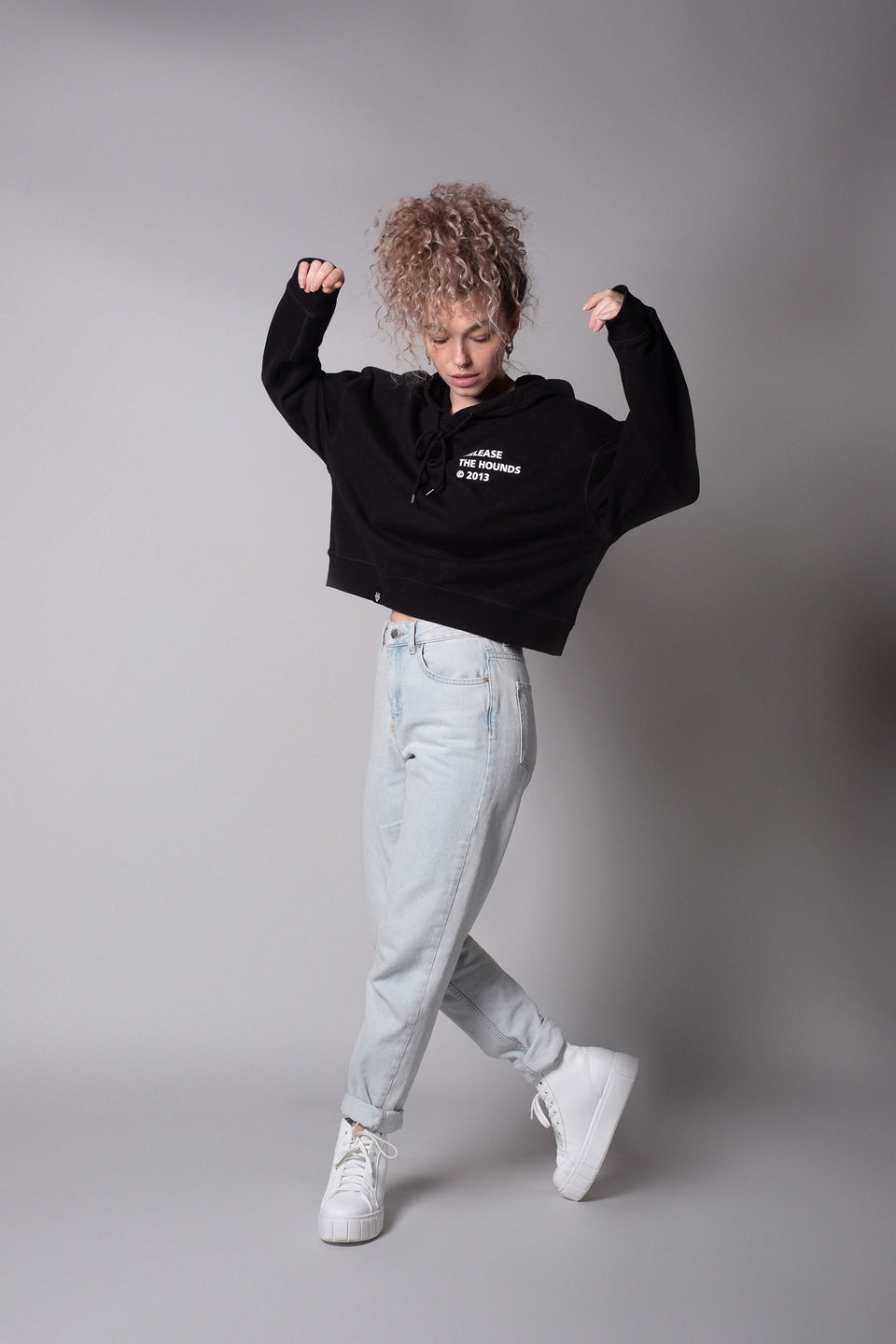 Release The Hounds 'Copyright' Crop Hoodie - Black